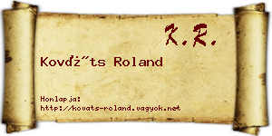Kováts Roland névjegykártya